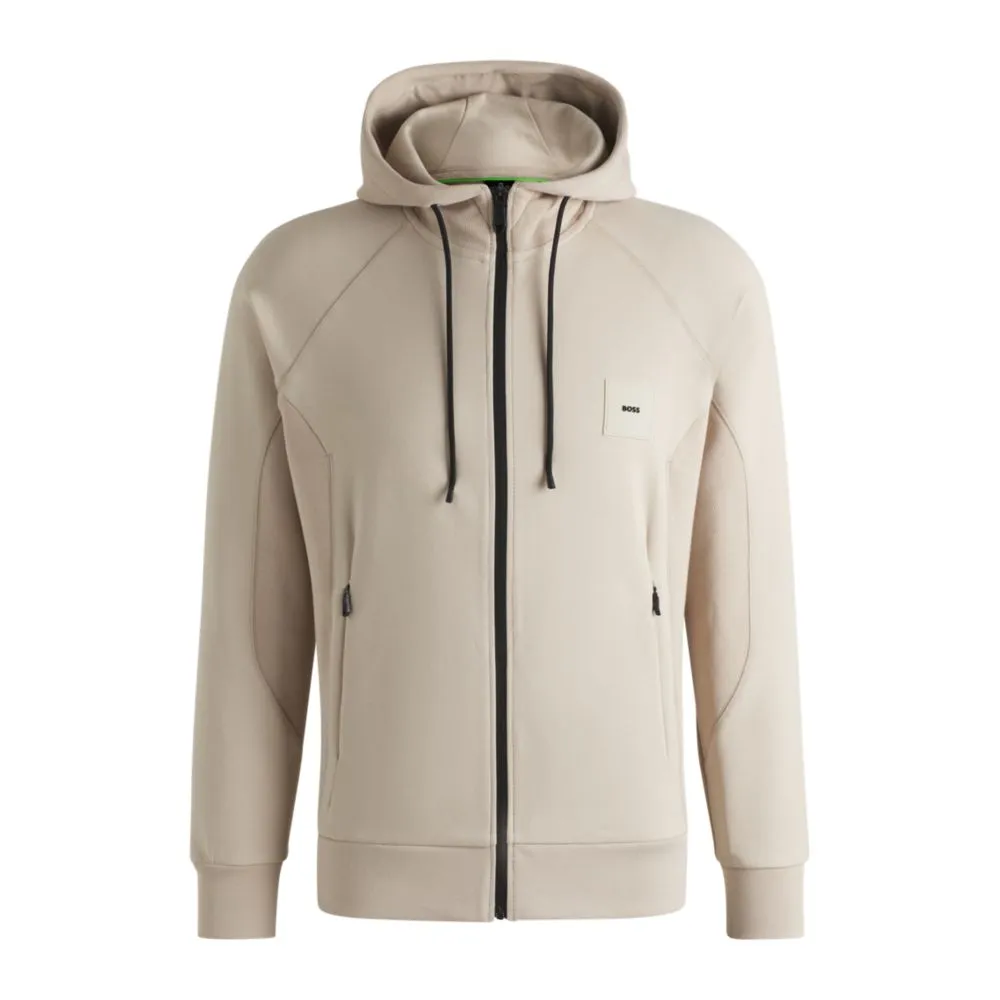 Zip-up hoodie with logo patch