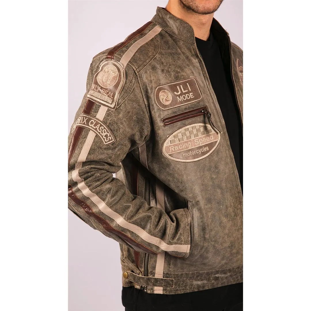 Zipped Biker Leather Jacket