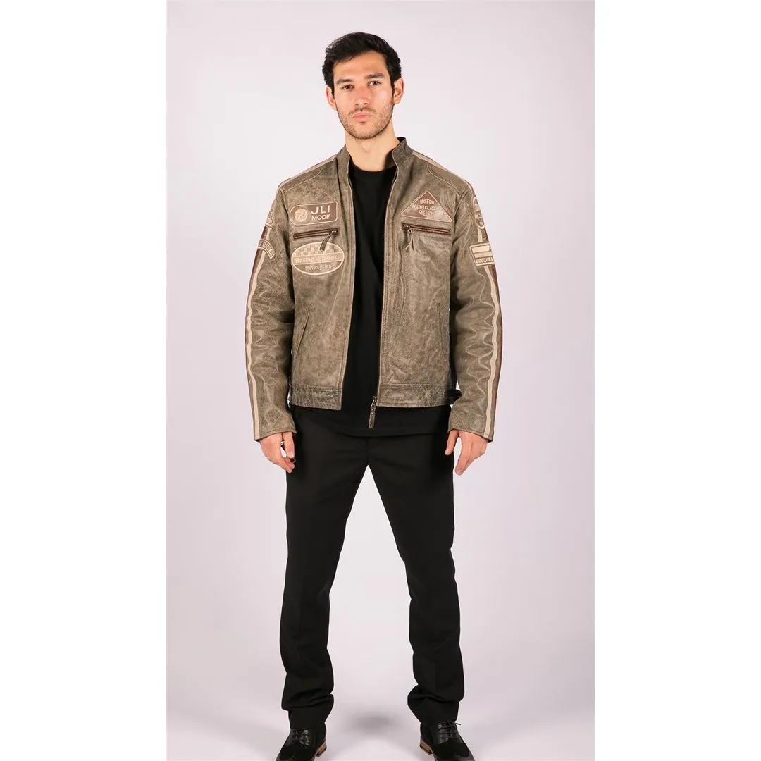 Zipped Biker Leather Jacket