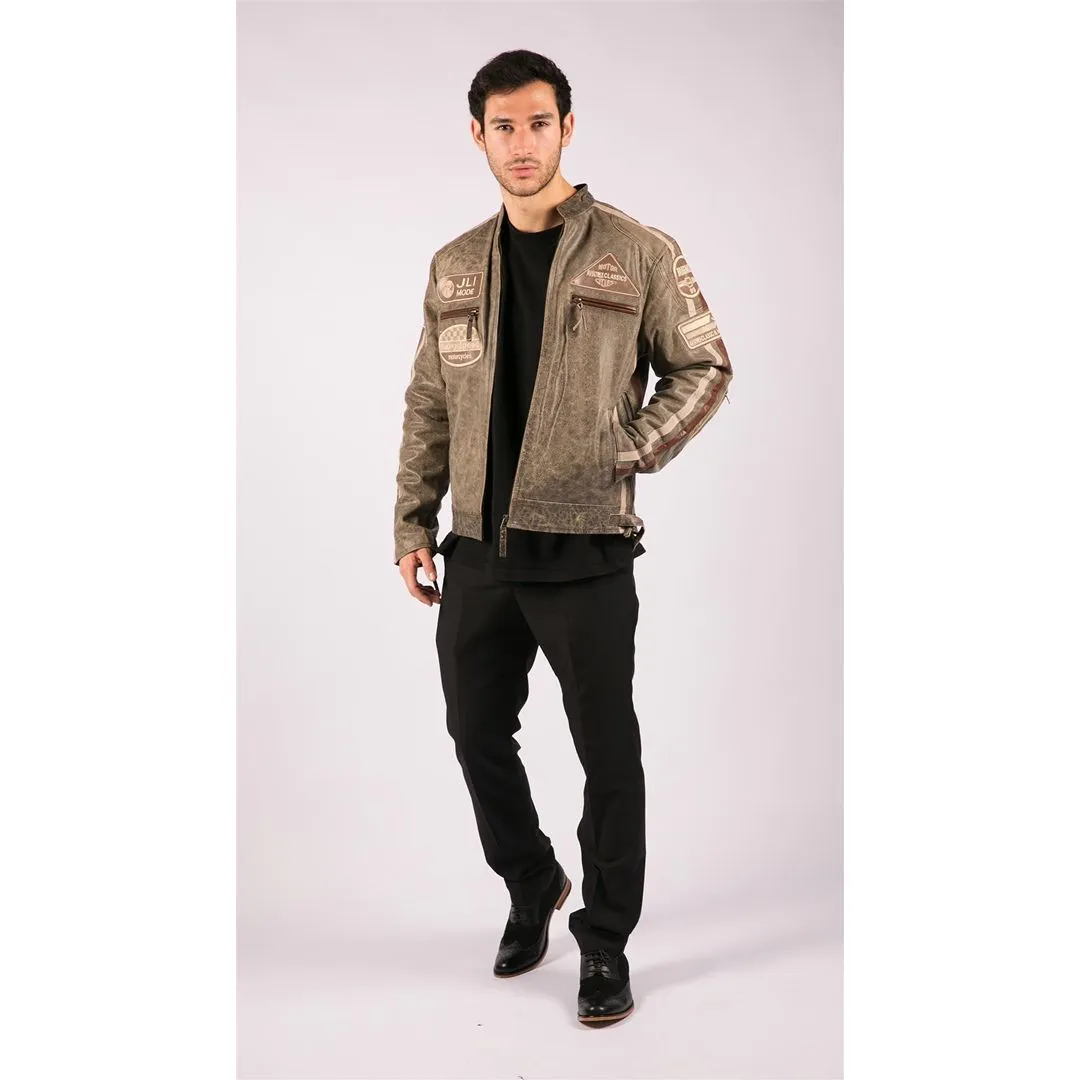 Zipped Biker Leather Jacket
