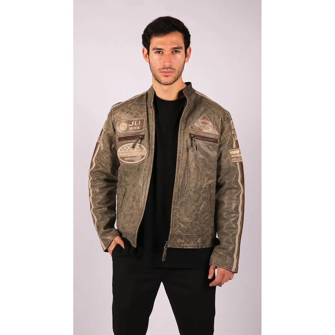 Zipped Biker Leather Jacket