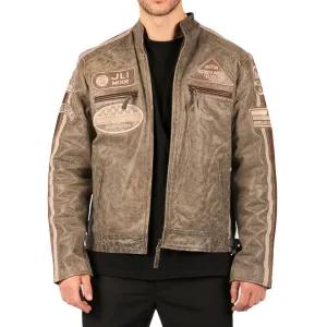 Zipped Biker Leather Jacket