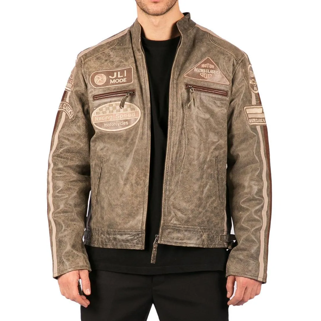 Zipped Biker Leather Jacket
